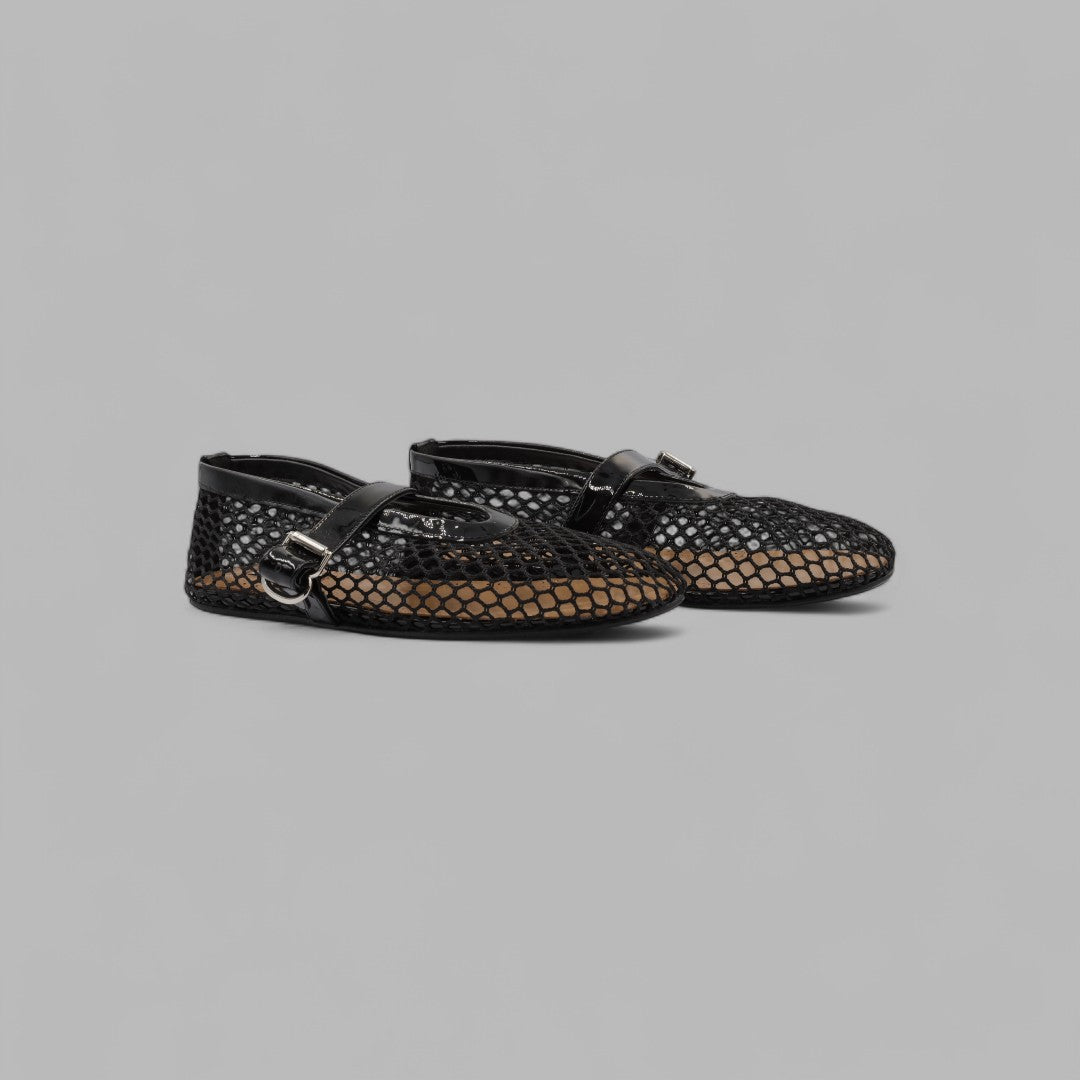 ALAÏA BALLET FLATS IN FISHNET