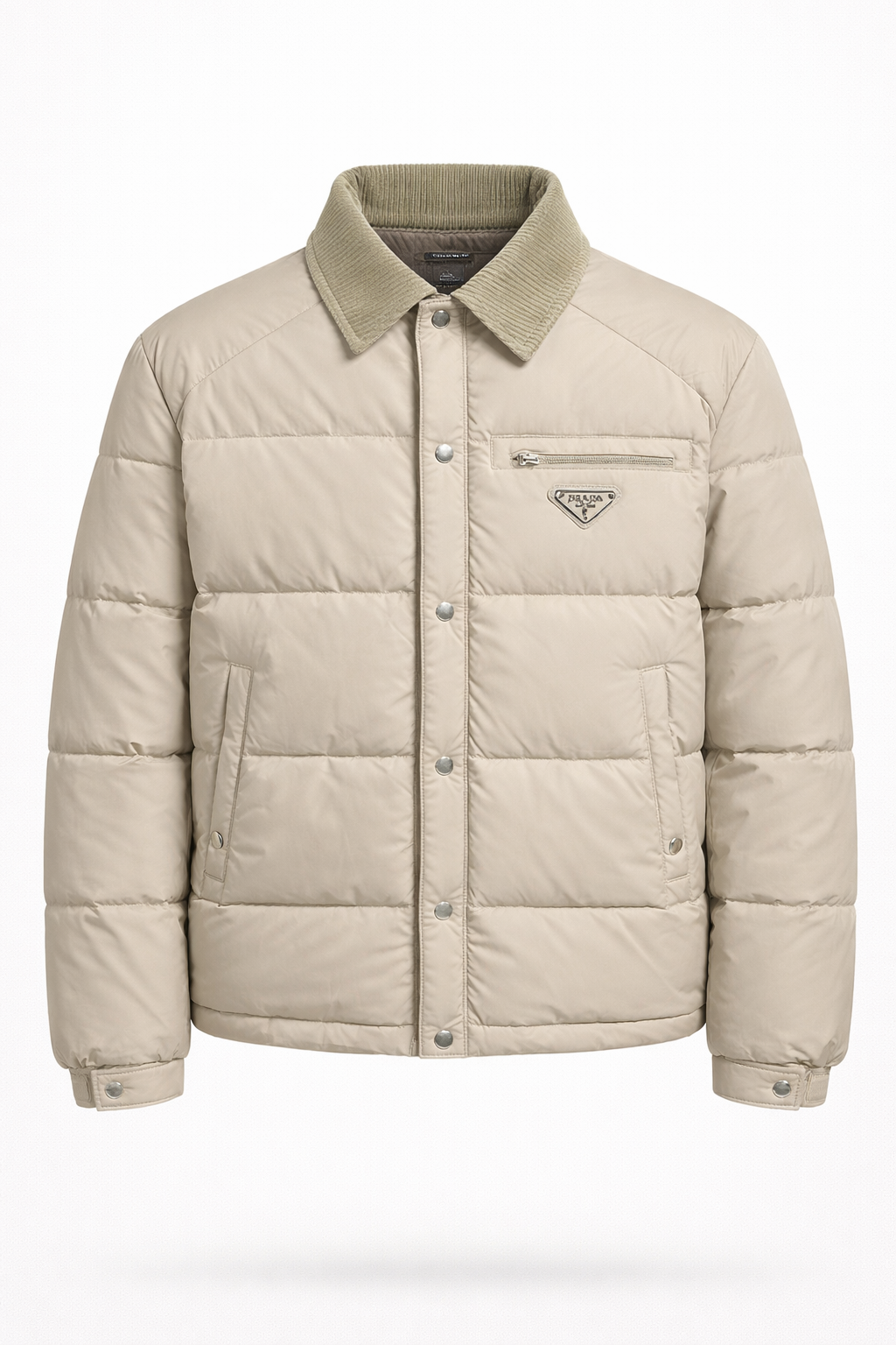 Prada Nylon Puffer Jacket with Corduroy Collar
