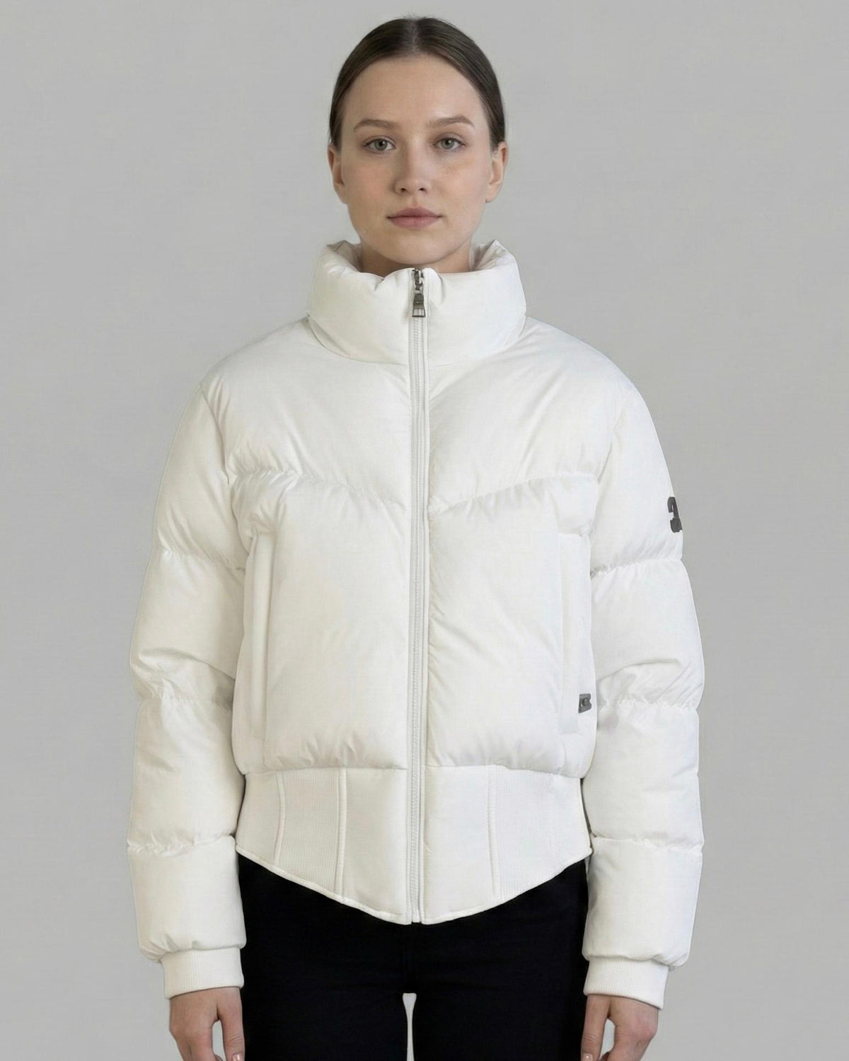 CELINE Puffer Jacket in Shiny Nylon with Peplum