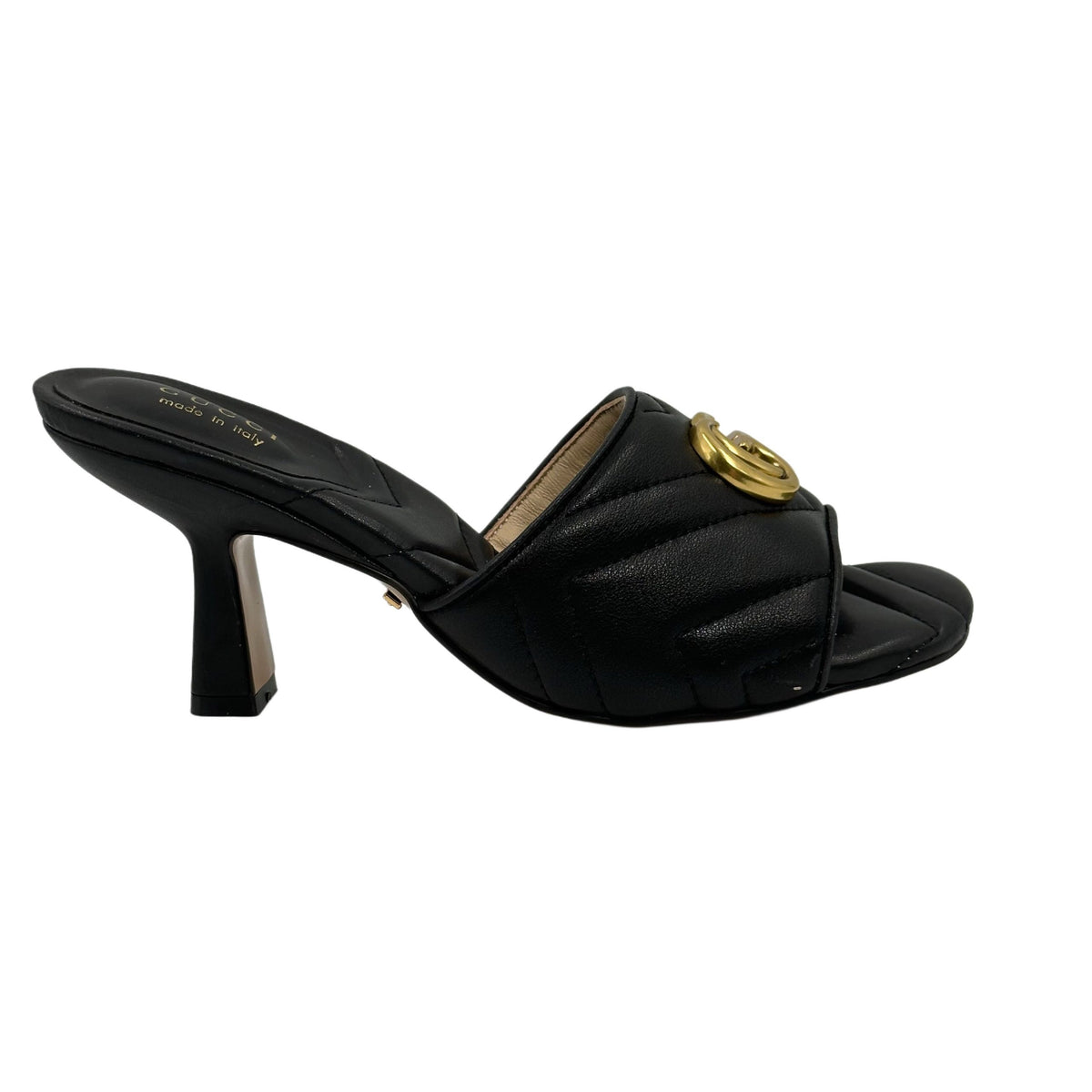 Gucci Cream Matelasse Leather GG Marmont Slide Sandals