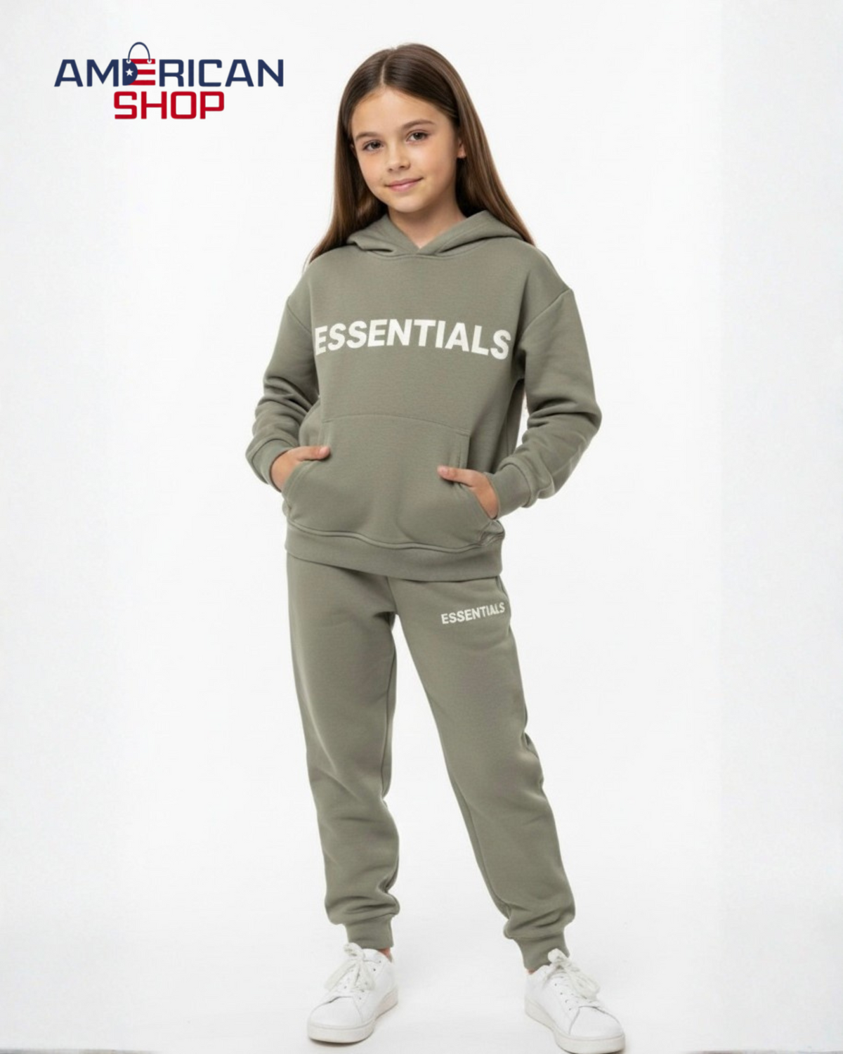 Fear of God Essentials Kids' Logo Hoodie & Sweatpants Set - Sage Green
