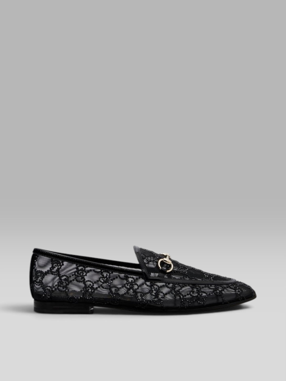 Gucci Crystal GG Mesh Horsebit Loafers - Black