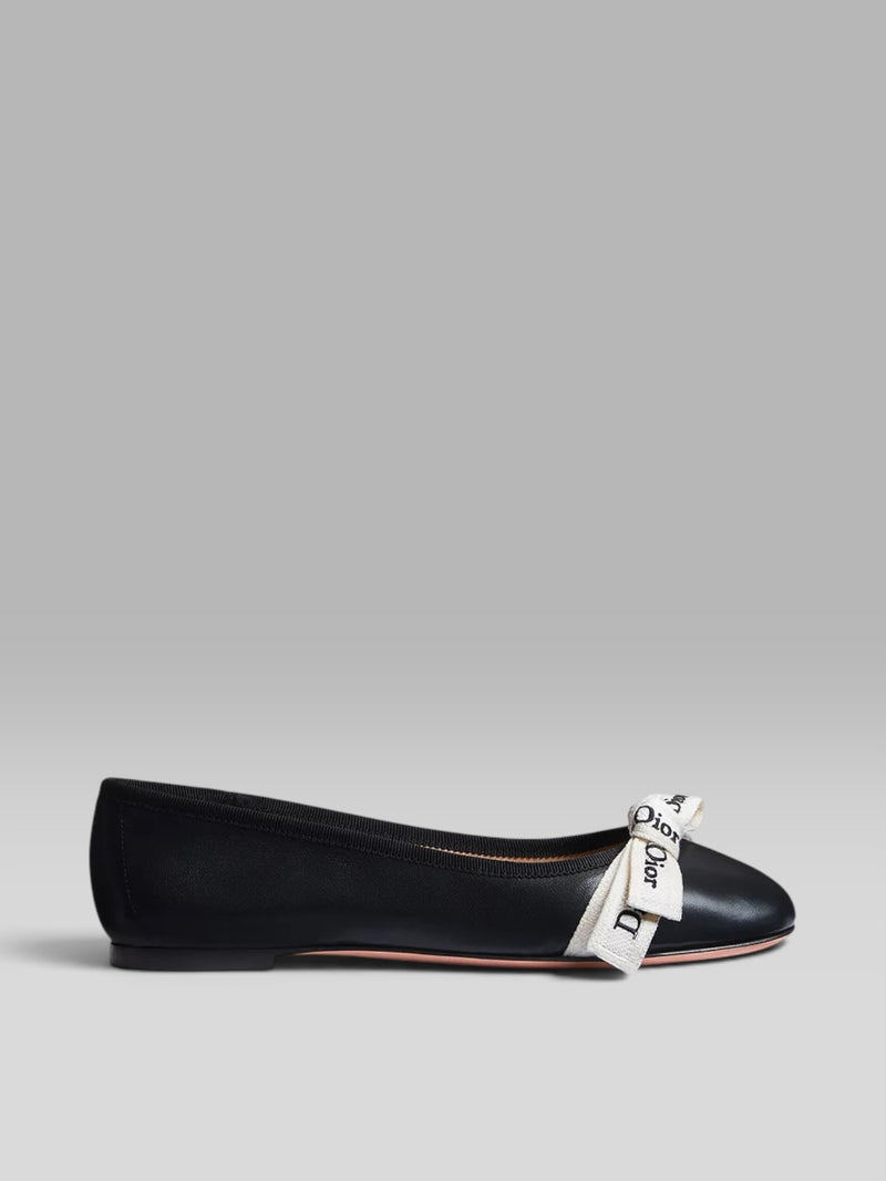1.Dior Lucky Ribbon Ballet Flat - Black Leather
