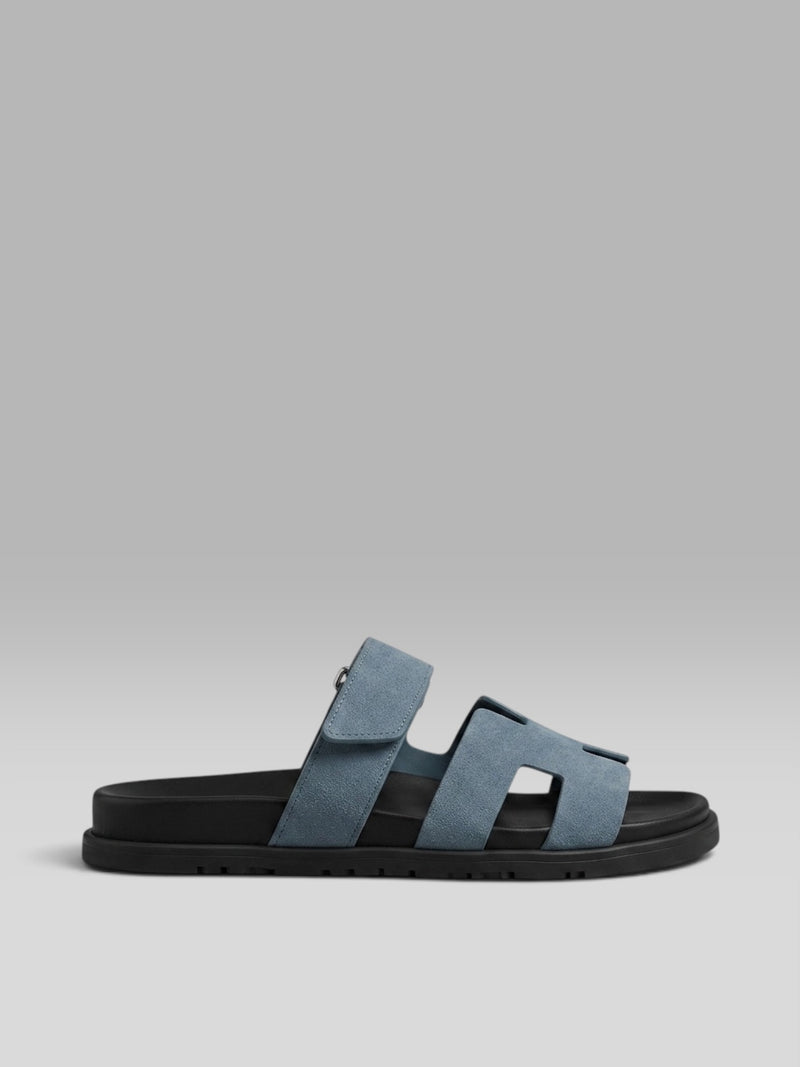 Hermès Chypre Suede Sandal - Blue / Slate