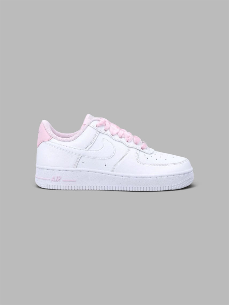 Nike Air Force 1 Low - White / Soft Pink Satin Laces
