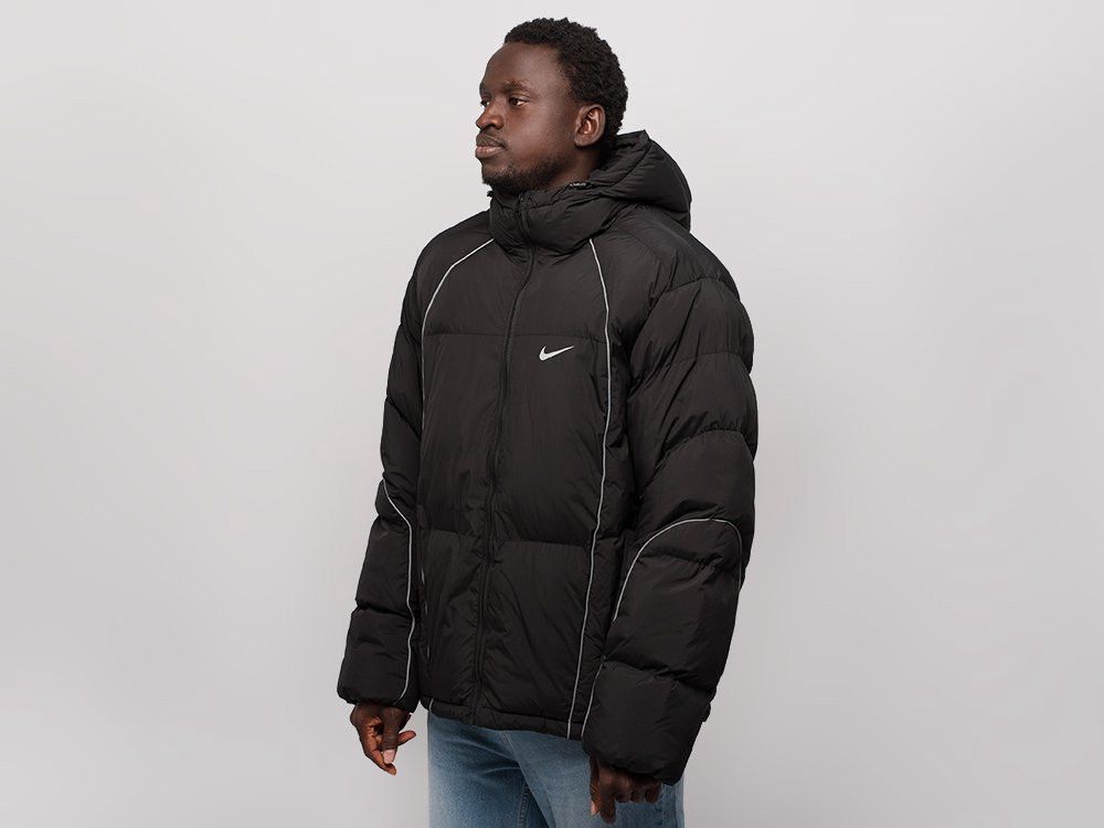 Z-Nike Sportswear Hooded Puffer Jacket with Contrast Piping - Black/White