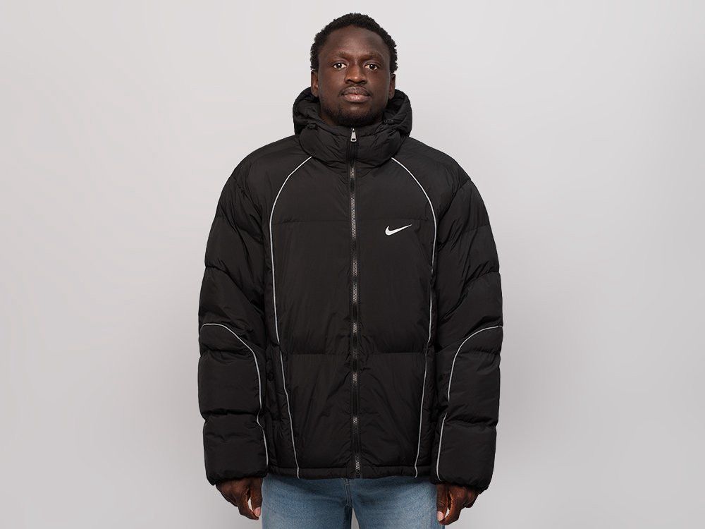Z-Nike Sportswear Hooded Puffer Jacket with Contrast Piping - Black/White