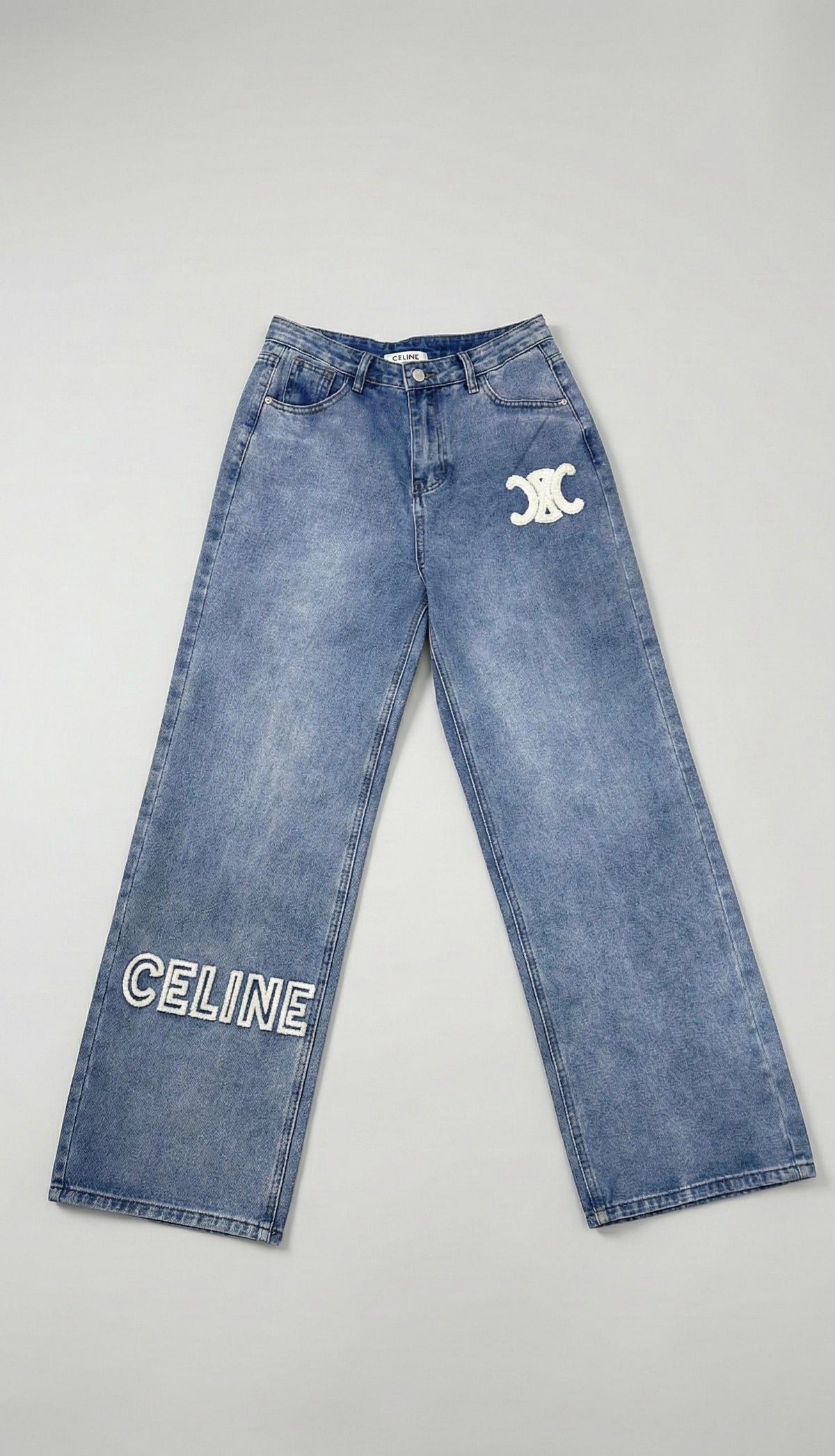 Celine Logo Patch Wide-Leg Jeans