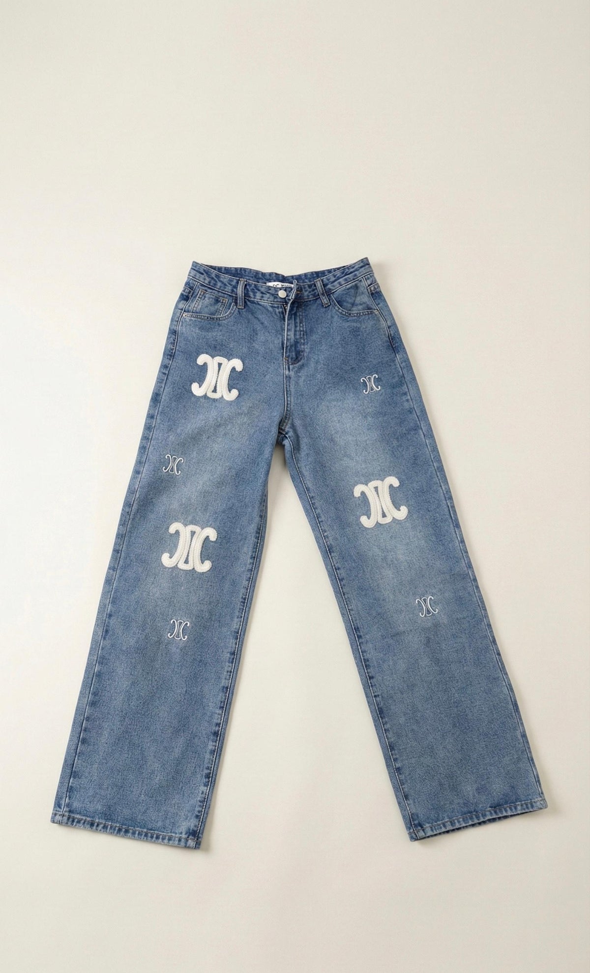 Celine Logo Patch Wide-Leg Jeans