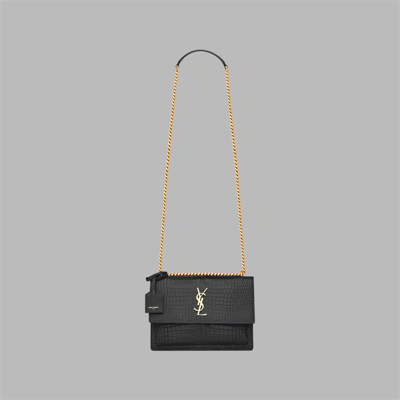 SUNSET MEDIUM IN CROCODILE-EMBOSSED LEATHER