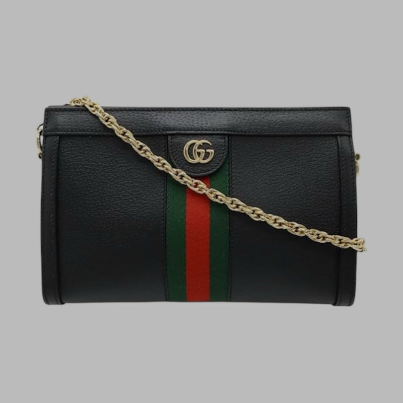 GUCCI Ophidia Small Chain Shoulder Bag Black Red Green