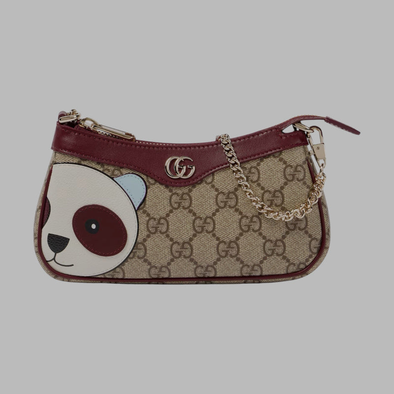 GG Mini panda-appliqué shoulder bag