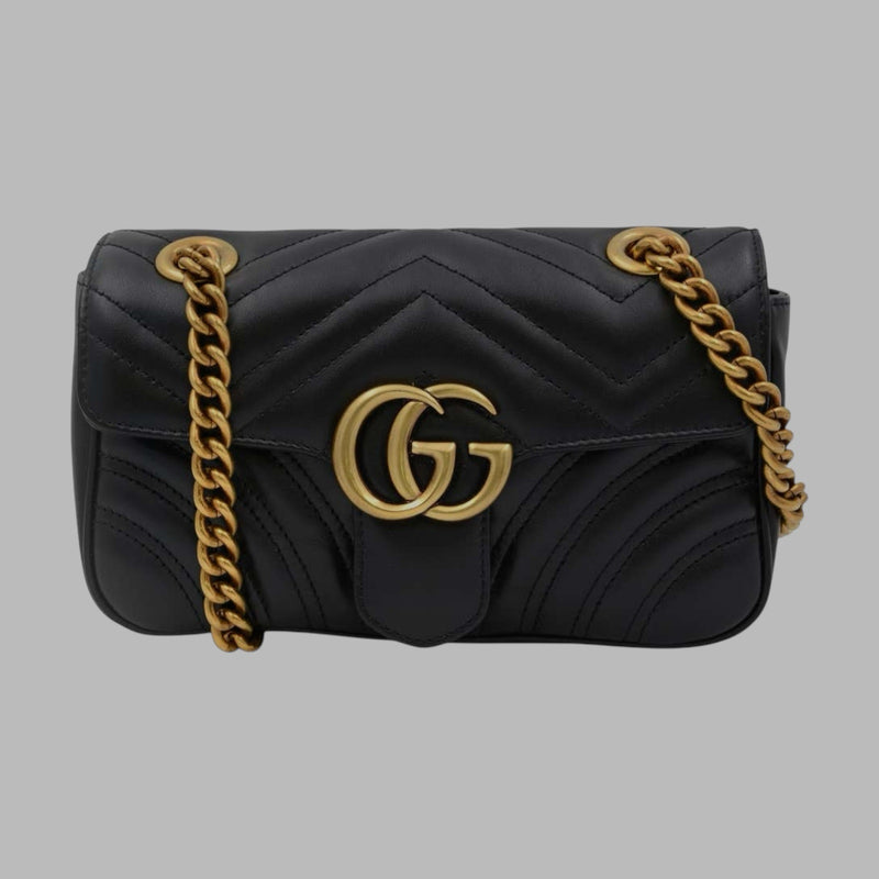 Gucci GG Marmont Small Black Leather Shoulder Bag