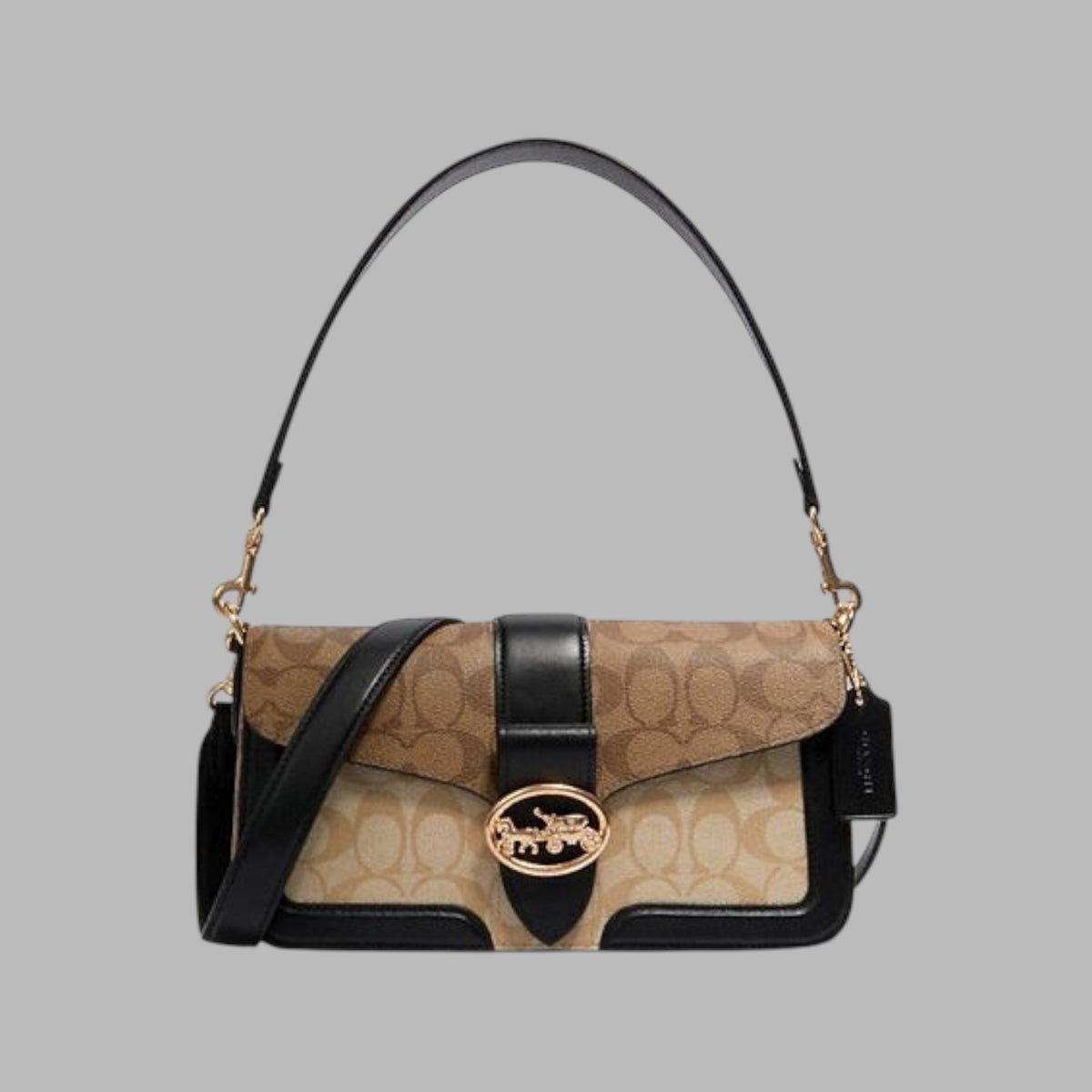 Georgie Shoulder Bag In Blocked Signature Canvas