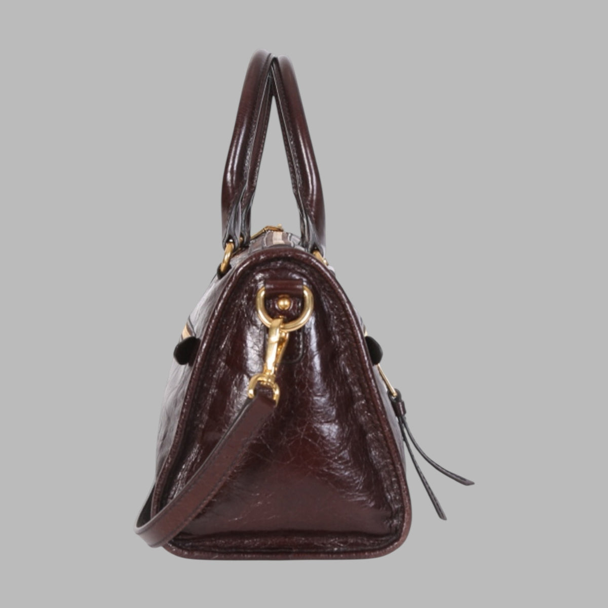 Vitello Shine Zippy Front Pocket Satchel