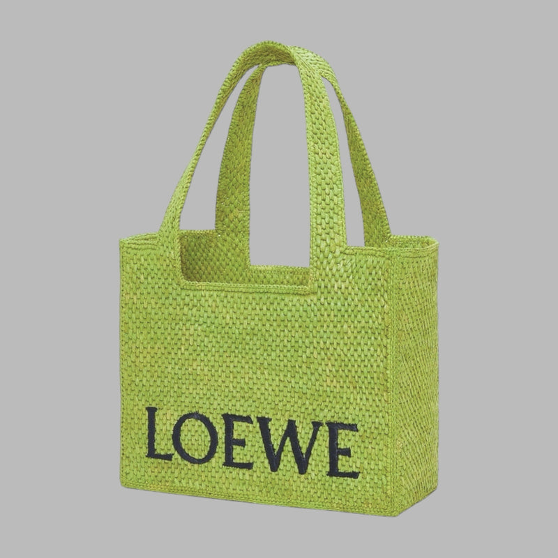 Medium LOEWE Font tote in raffia
