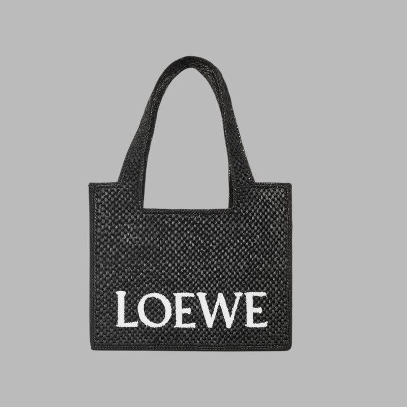 Medium LOEWE Font tote in raffia