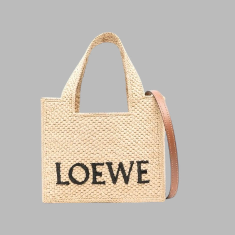 Medium LOEWE Font tote in raffia