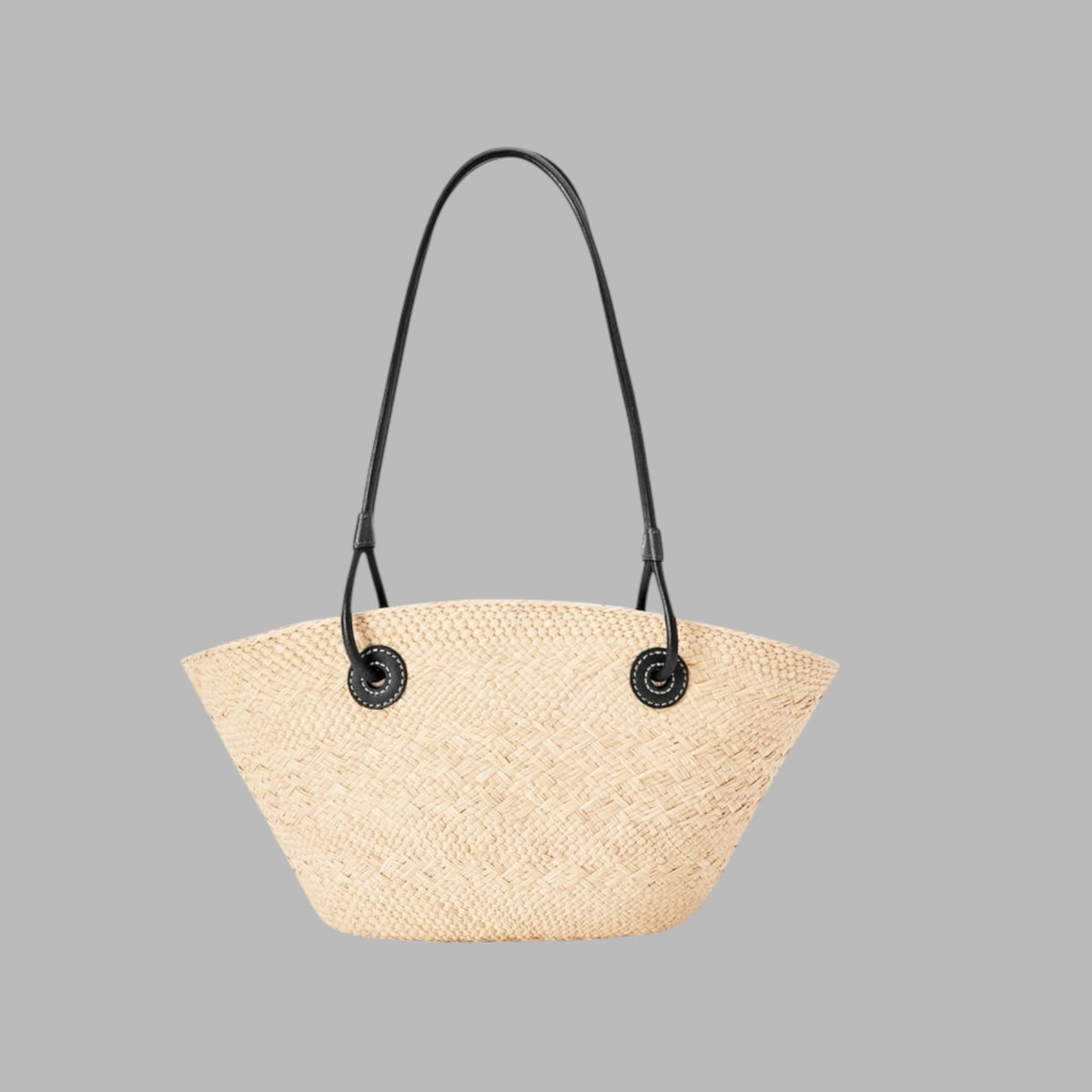 Small Anagram Basket bag in iraca palm and calfskin