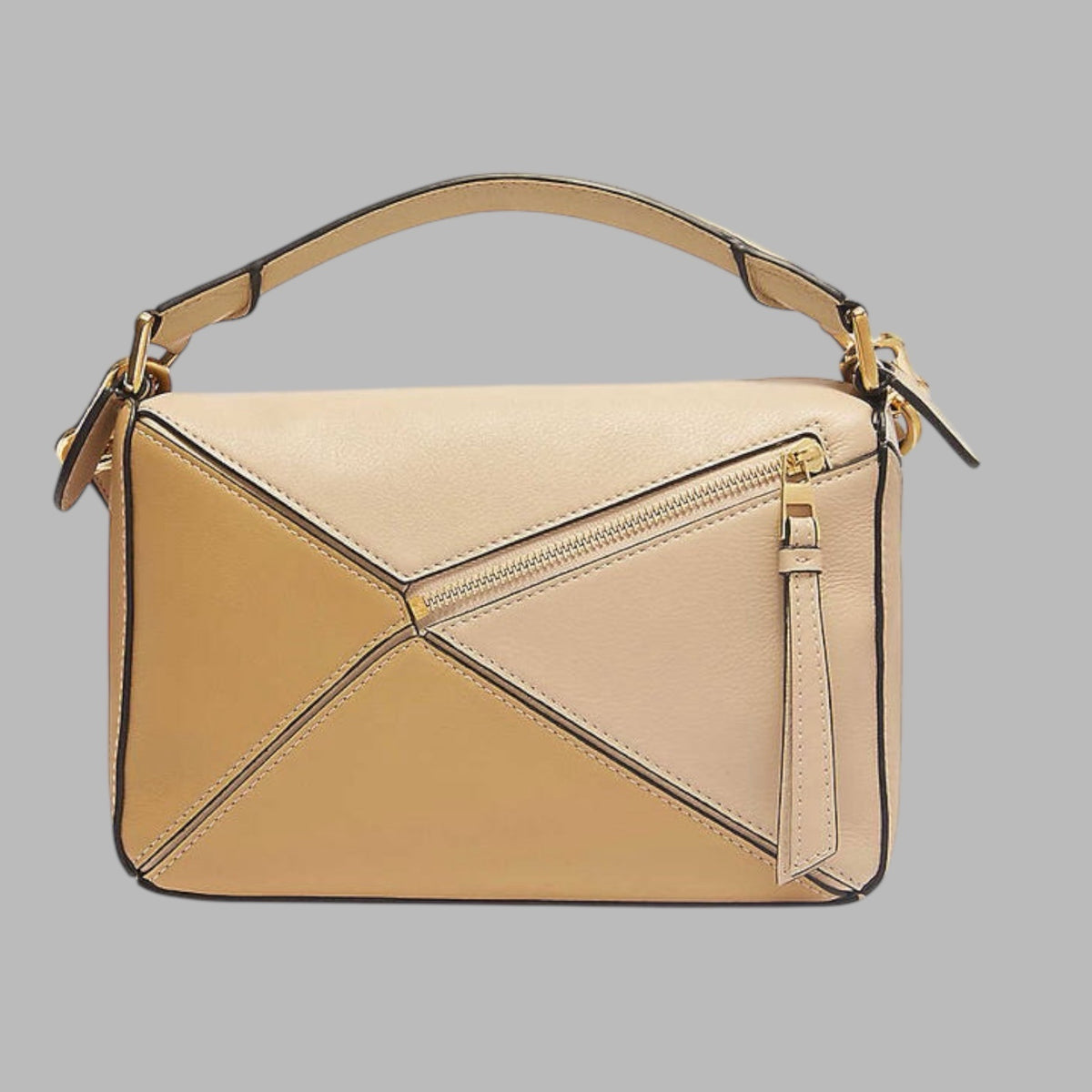 Small Puzzle Bag In Classic Calfskin In Dusty Beige/Soft White