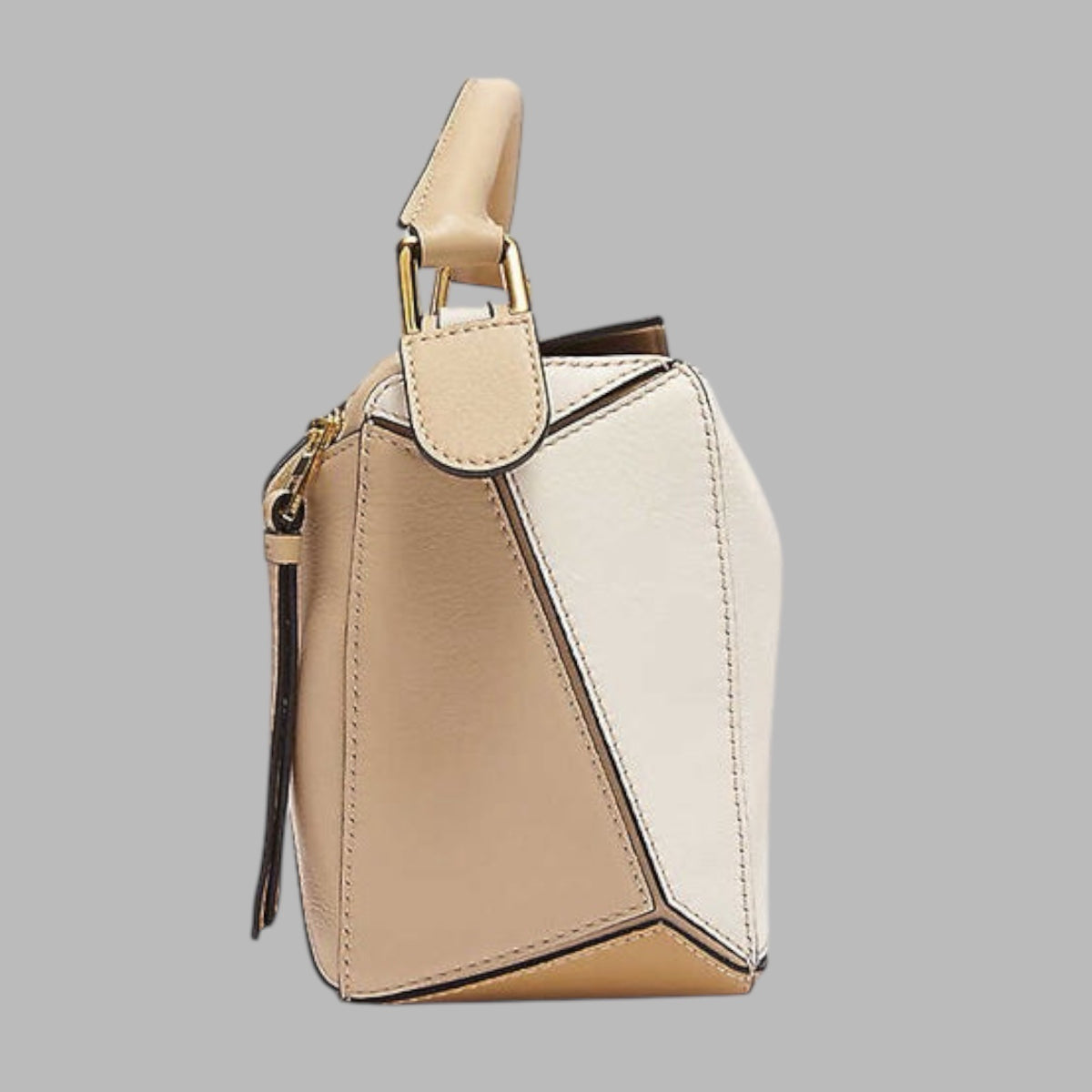 Small Puzzle Bag In Classic Calfskin In Dusty Beige/Soft White