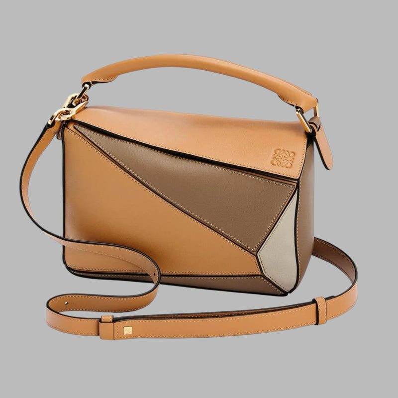 Loewe Brown and Beige Small Puzzle Bag