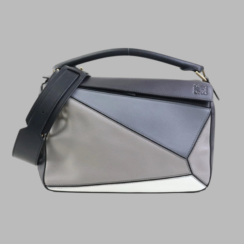 Loewe Handbag Shoulder Bag Puzzle Small Brown White Navy blue