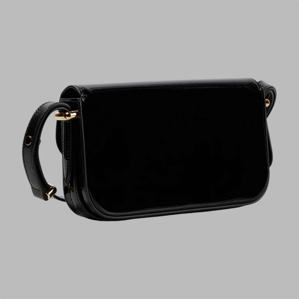 Black Leather Emblème Shoulder Bag