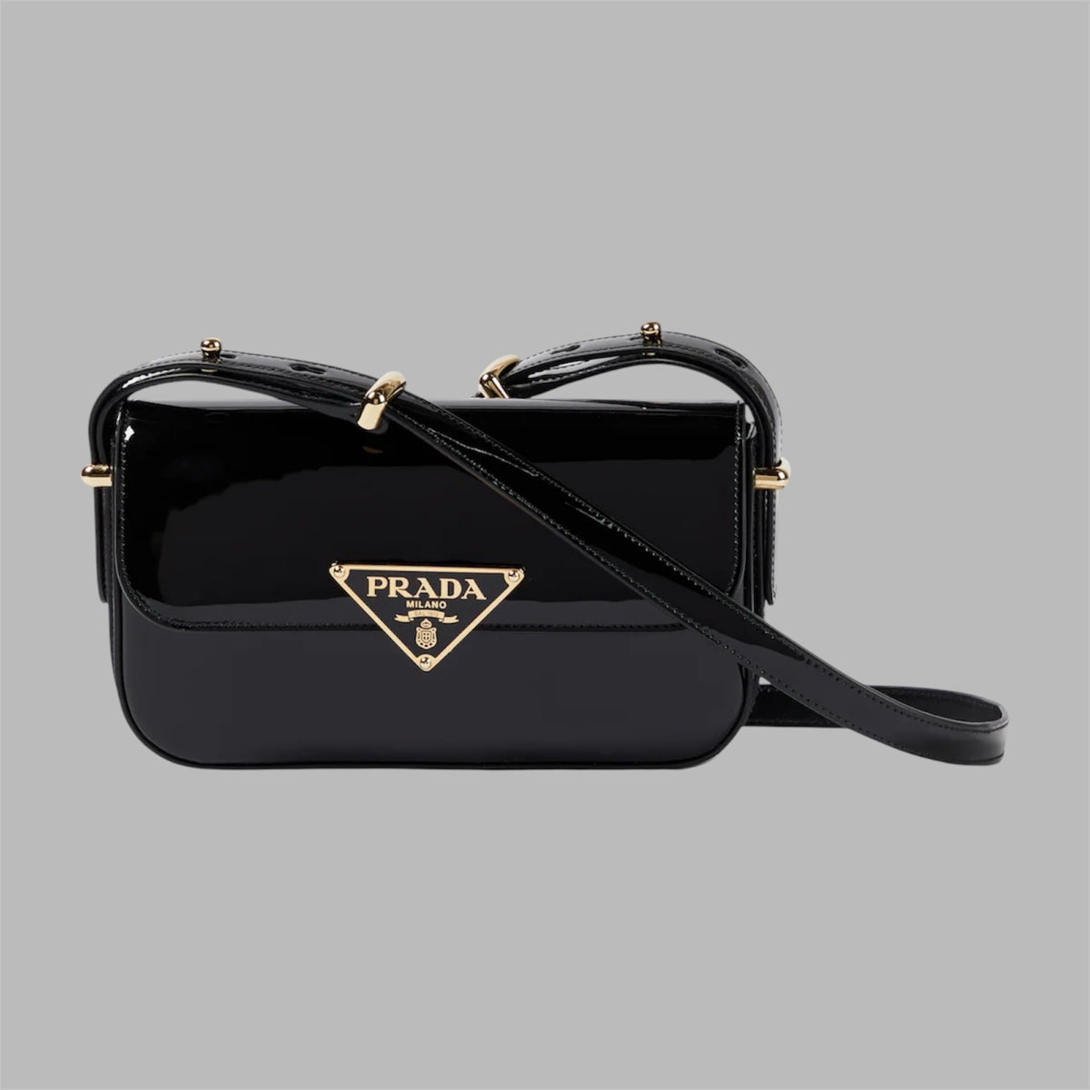 Black Leather Emblème Shoulder Bag