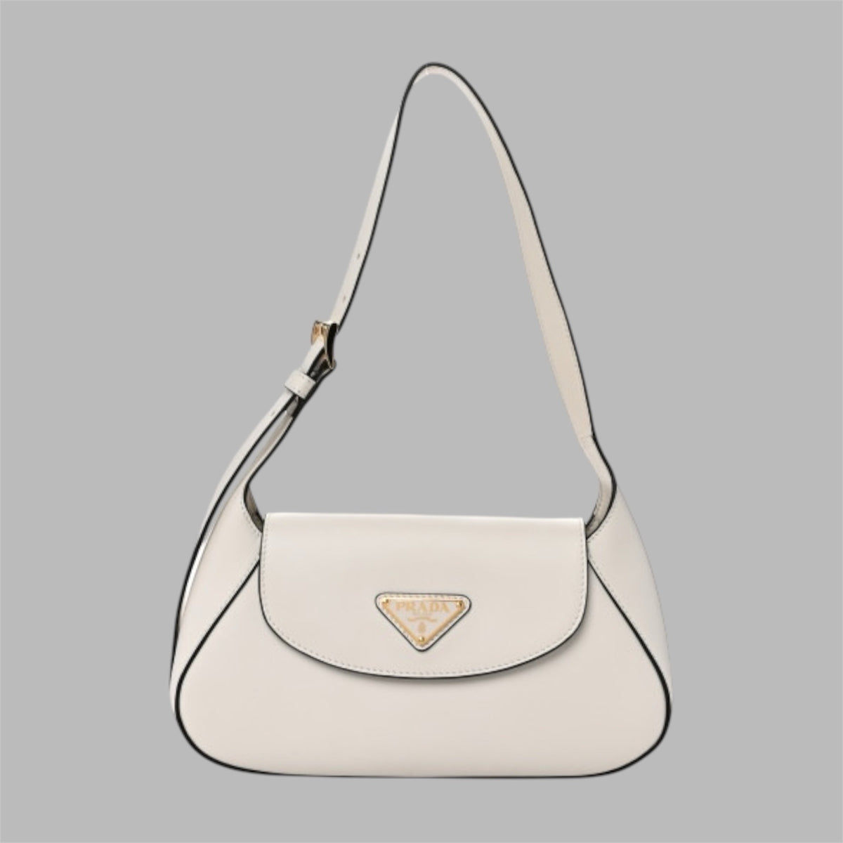 Spazzolato Flap Shoulder Bag White