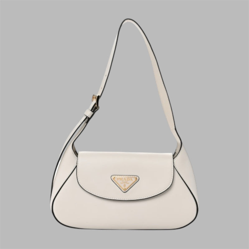 Spazzolato Flap Shoulder Bag White