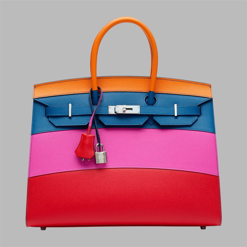 A LIMITED EDITION ABRICOT, BLEU AGATE, MAGNOLIA & ROUGE CASAQUE EPSOM LEATHER SUNSET RAINBOW SELLIER BIRKIN 35 WITH PALLADIUM HARDWARE