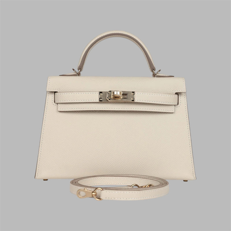 Hermes Kelly 20 Mini Sellier Bag Craie Epsom Leather Gold Hardware