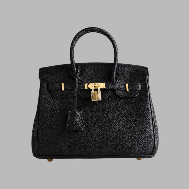 London 30 Mid Size Birkin Style Top Handle Bag - Vegan Leather Version