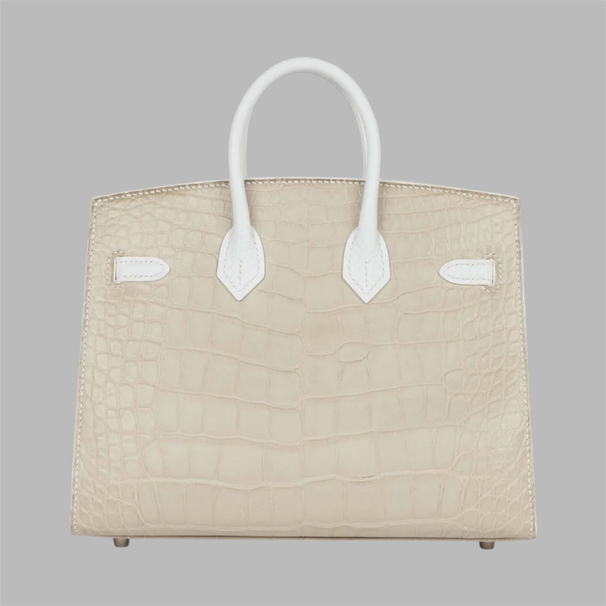 Hermes Birkin 20 Sellier Neige (Snow) White Faubourg House Alligator Bag