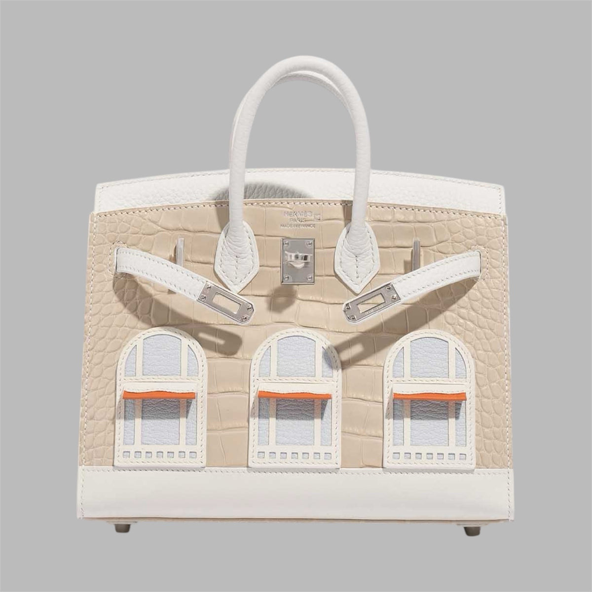 Hermes Birkin 20 Sellier Neige (Snow) White Faubourg House Alligator Bag