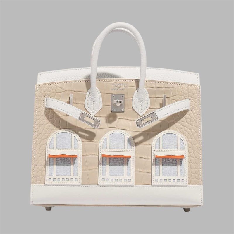 Hermes Birkin 20 Sellier Neige (Snow) White Faubourg House Alligator Bag