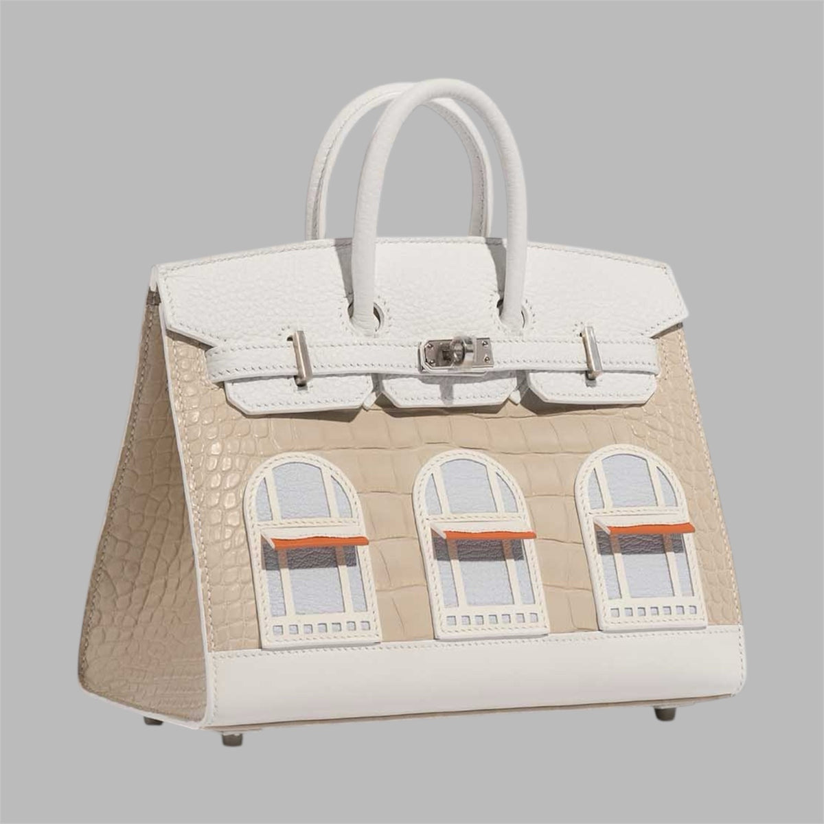 Hermes Birkin 20 Sellier Neige (Snow) White Faubourg House Alligator Bag