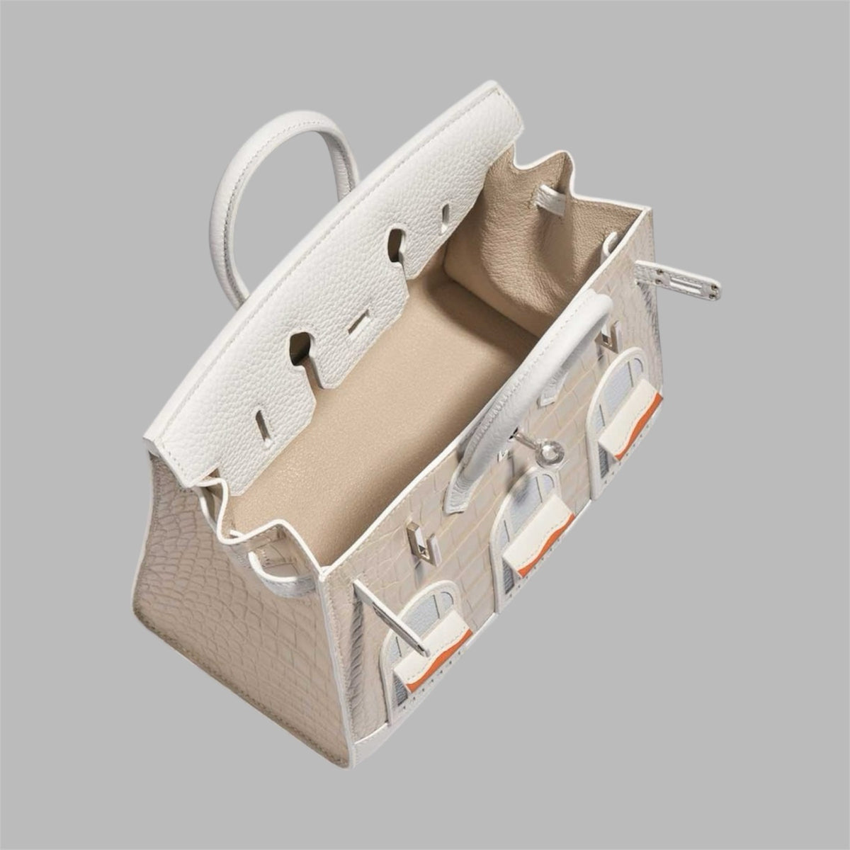 Hermes Birkin 20 Sellier Neige (Snow) White Faubourg House Alligator Bag