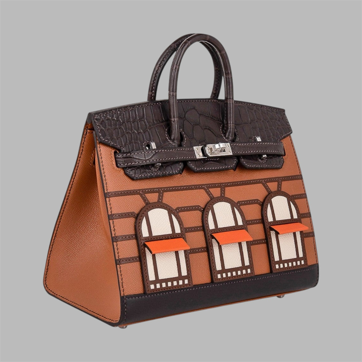 HERMÈS BIRKIN 20 FAUBOURG SELLIER GOLD MADAME AND EBENE MATTE ALLIGATOR